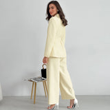 Women Co-Ords Autumn and Winter Long-Sleeved Wide-Leg Pants Lapel Suit Women