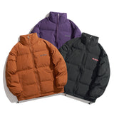 Unisex Coat Winter Stand-up Collar Cotton-Padded Coat Thickened Plaid