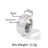 Rings ins Wind Three Row T Square Zircon Hip Hop Ring Spectrum St. Valentine's