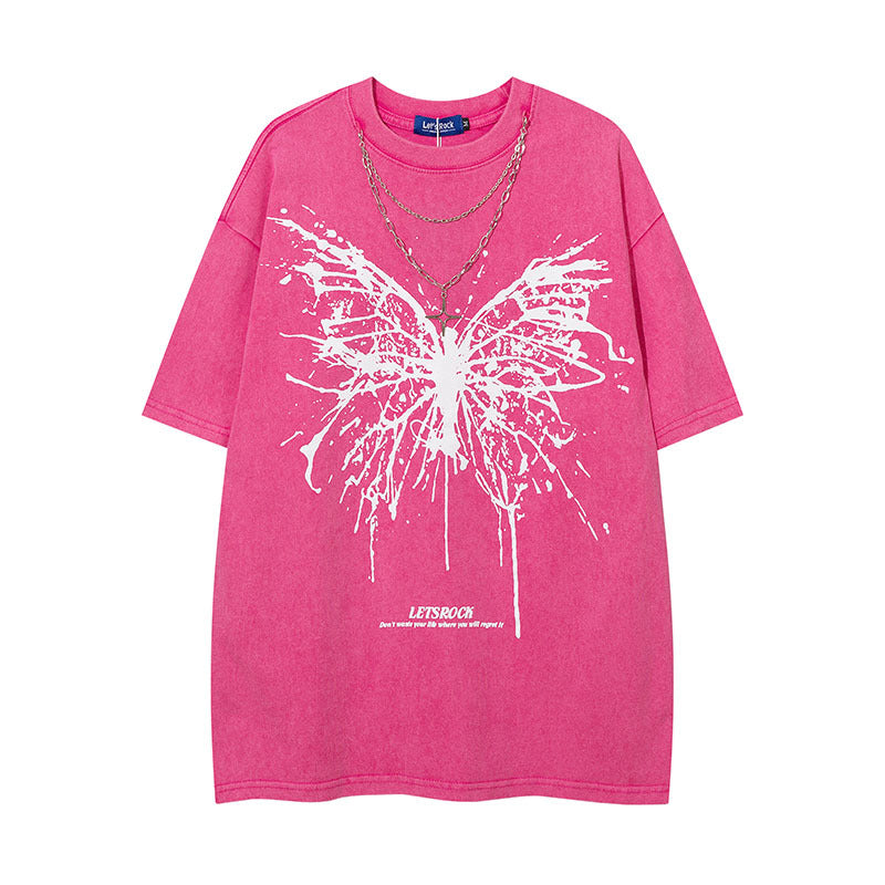 Men T-Shirt Butterfly Graffiti Distressed