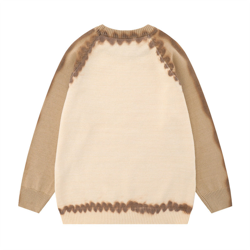 Men Sweater Stitching Spray Painting Loose Sweater