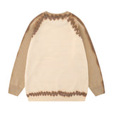 Men Sweater Stitching Spray Painting Loose Sweater