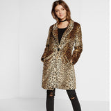 Women Fur Jacket Leopard Print Long Plush Coat