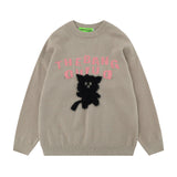 Men Sweater Kitten Flocking Jacquard Sweater Sweater