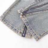 Men Jeans Zipper Decorations Stitching Punk