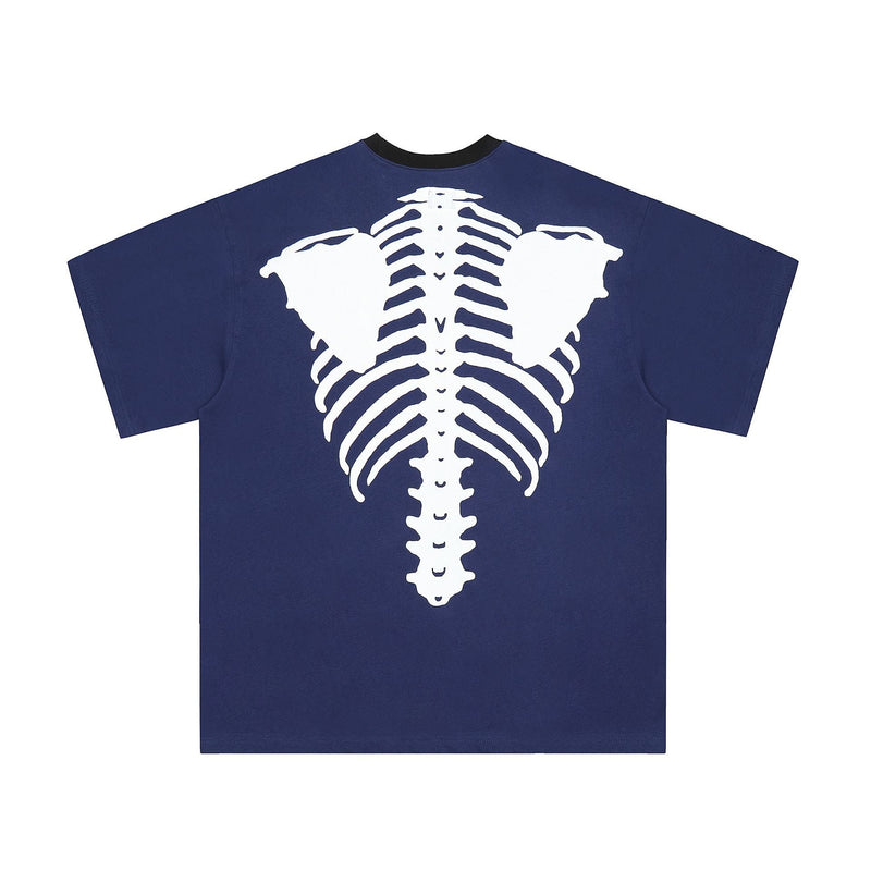 Kapital T Shirt Pingtian Hehong Men's and Women's Loose Skeleton Distressed Color Matching Short Sleeve Half Sleeve T-shirt