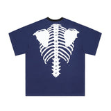 Kapital T Shirt Pingtian Hehong Men's and Women's Loose Skeleton Distressed Color Matching Short Sleeve Half Sleeve T-shirt