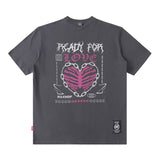 Men T-Shirt Rose Floral Print Oversize All-Match Loose