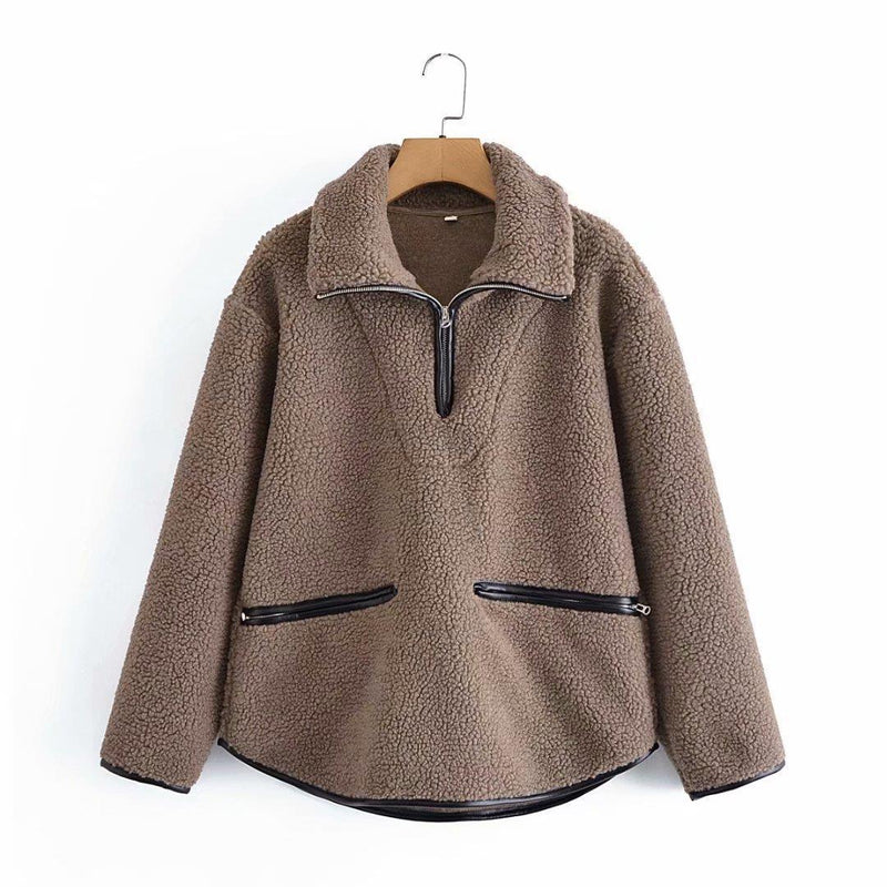 Women Cotton Coat Loose Faux Lamb Fur Coat