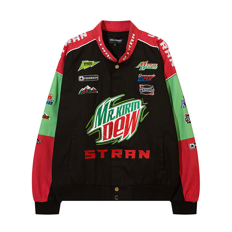 Women Jackets Versatile Racing Oversize Stand Collar Jacket