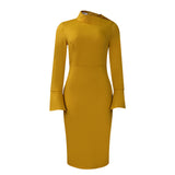 Women Dress Fall/Winter Diagonal Collar Women's Clothing