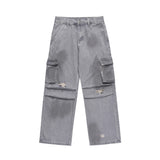 Men Jeans Pleated Overalls Retro Make Old Ripped Casual