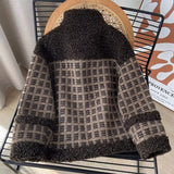 Women Cotton Coat Lamb Wool Leather Coat Loose Lapel