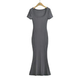 Women Dresses Stretch Slim Fit Fishtail Dress