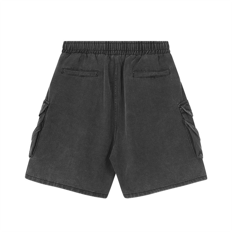 Men Shorts Vintage Denim Shorts Distressed Multi-Pocket