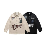 Unisex Shirt Embroidery Baggy Coat