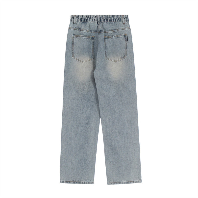 Men Jeans Solid Color Simple Personality Jeans Loose Casual