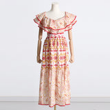 Bohemian Dress Hollow out Embroidered Printed Elegant