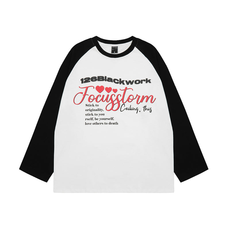 Men Long Sleeve T-Shirt Heavy Weight Cotton Color-Matching