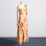 Bohemian Dress Holiday Floral Print Zipper Dress