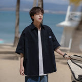 Men Shirts Short Summer Loose Teen Leisure