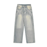 Men Jeans Bright White Faded Loose Casual Retro