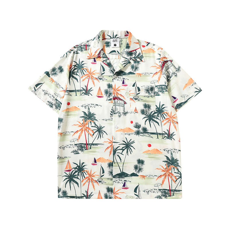 Short Sleeve Shirt Hawaii Printed Shirt Loose Leisure All-Matching