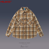 MIJKO Mens Jacket Unisex Plaid Shirt