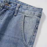 Men Jeans Workwear Denim Loose Multi-Pocket