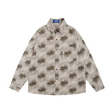 Men Long Sleeved T Shirt Hawaiian Drape Floral Shirt Men's Spring and Autumn Loose Lapel Long Sleeves Shirt