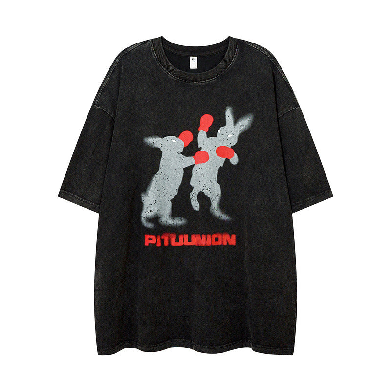Men T-Shirt Distressed Loose Couple