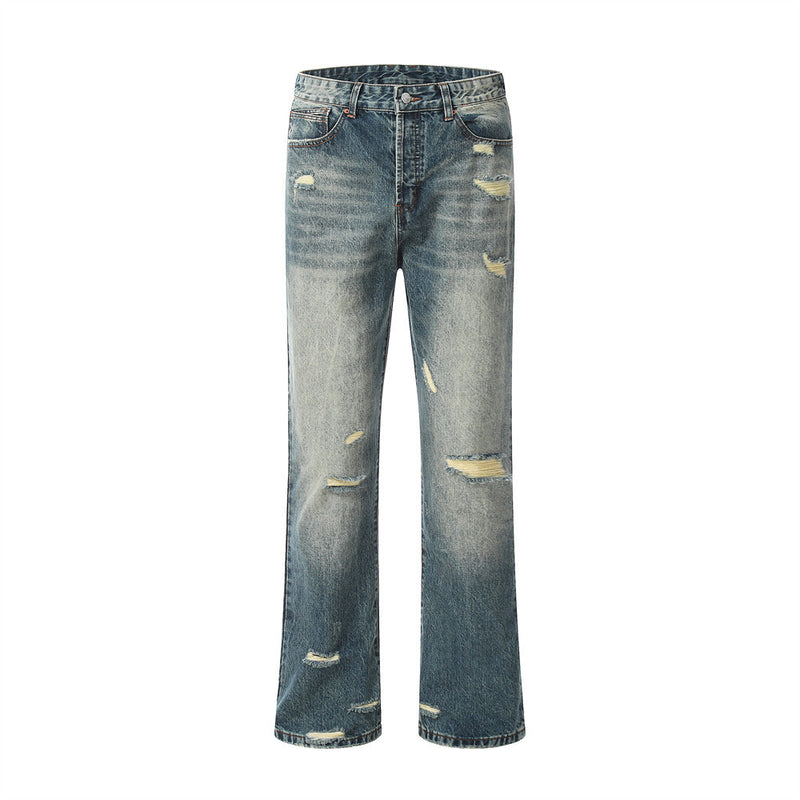 Men Jeans Hole Gradient Button