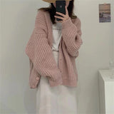 Women Knitted Cardigan Loose Thick Slimming Knitted Sweater