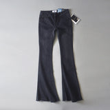 Women Jeans Frayed Flared Pants Stretch