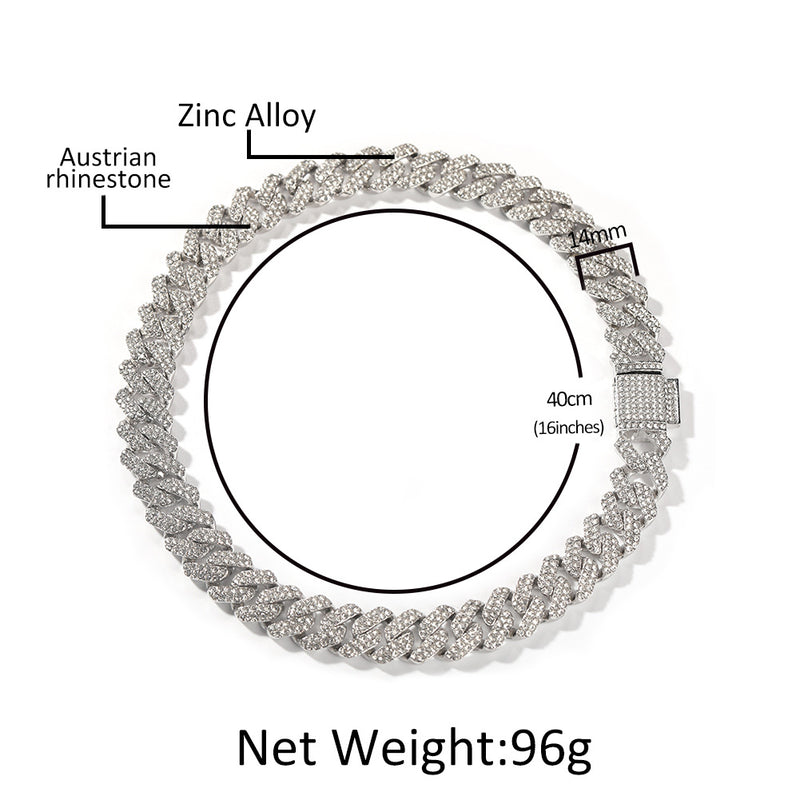 Bracelet Cuban Chain Necklace Alloy Full Diamond Hip Hop Rap St. Valentine's Spectrum