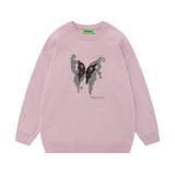 Men Sweater Flocking Embroidered Butterfly Sweater