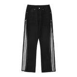 Men Jeans Side Zipper Stripe Stitching