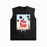 Purple Brand Distressed Tank T Shirts Distressed Sleeveless T-shirt Vest