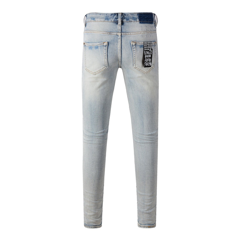 KSUBI Jeans Slim Fit Casual Stretch Ripped Jeans