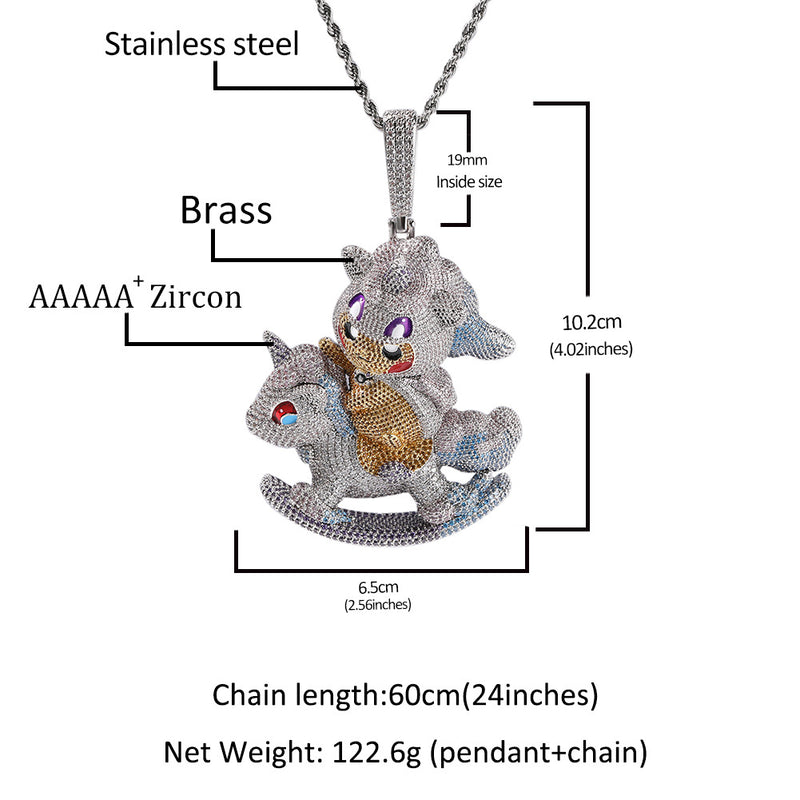 Jewelry Hip Hop Necklace Copper Zircon Spectrum St. Valentine's Angel Pieces