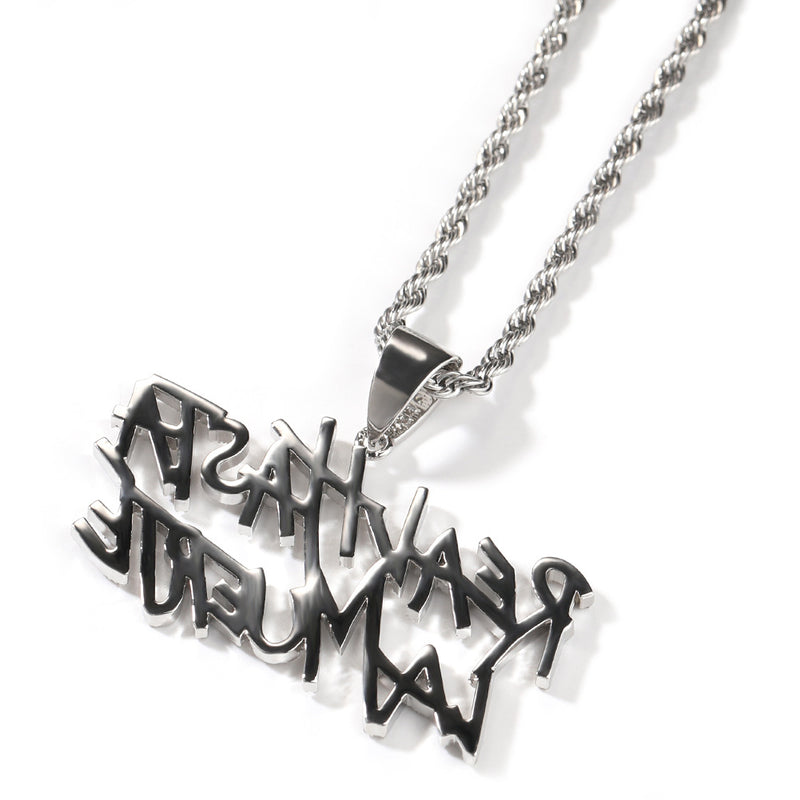 Jewelry Diamond Double Letter Pendant Necklace Jewelry Word Up rapper Spectrum