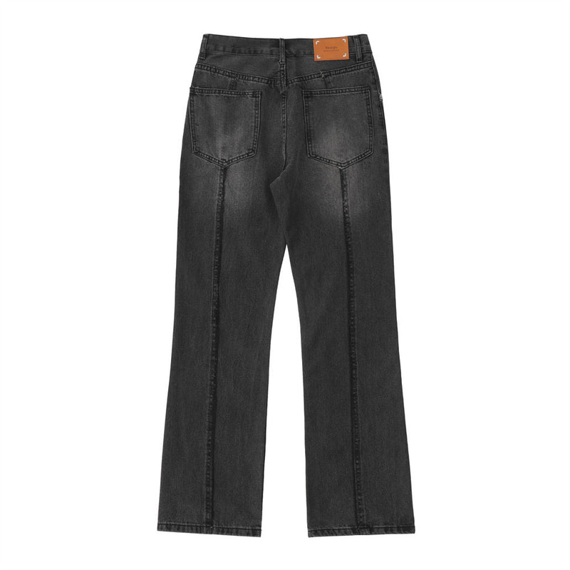 Men Jeans Washed Vintage Washed Stitching Loose