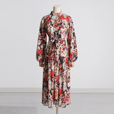 Bohemian Dress Vintage Floral Lace-up Dress