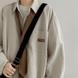 Men Shirts Striped Long Sleeve Shirt Vintage Cityboy Coat