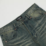 Men Jeans Bell-Bottom Pants Retro Distressed Loose