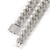 Jewelry Hip Hop Zircon Cuban Chain 13mm Luminous Silver Night light Royalty