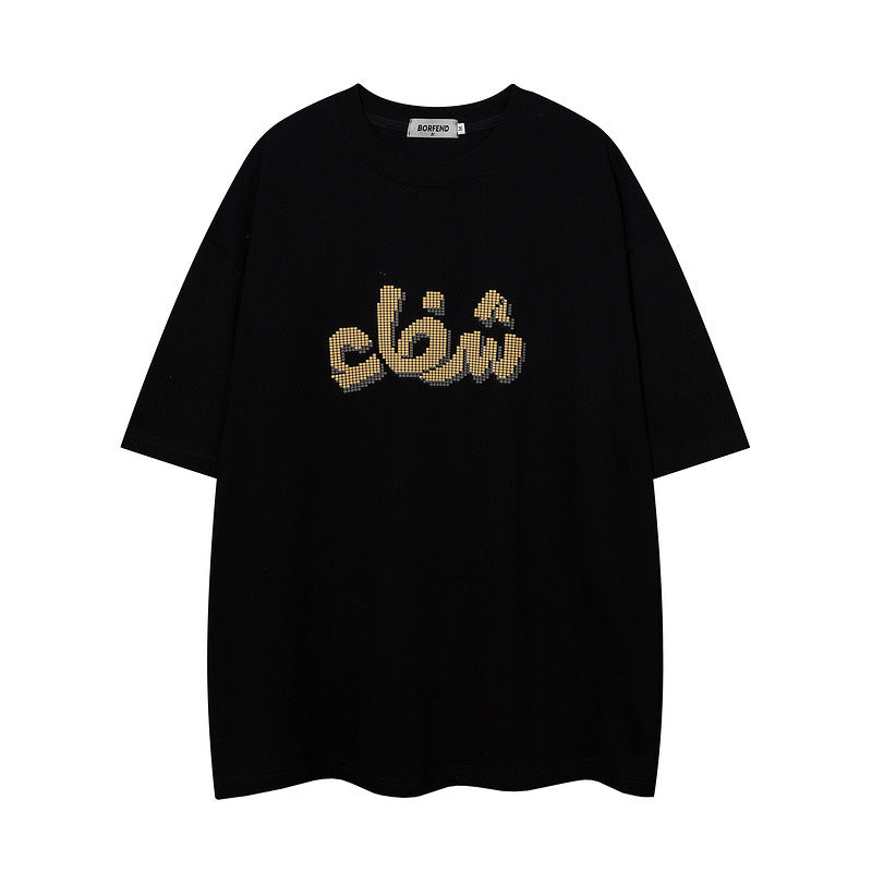 Men T-shirt Puff Print Men and Women Loose