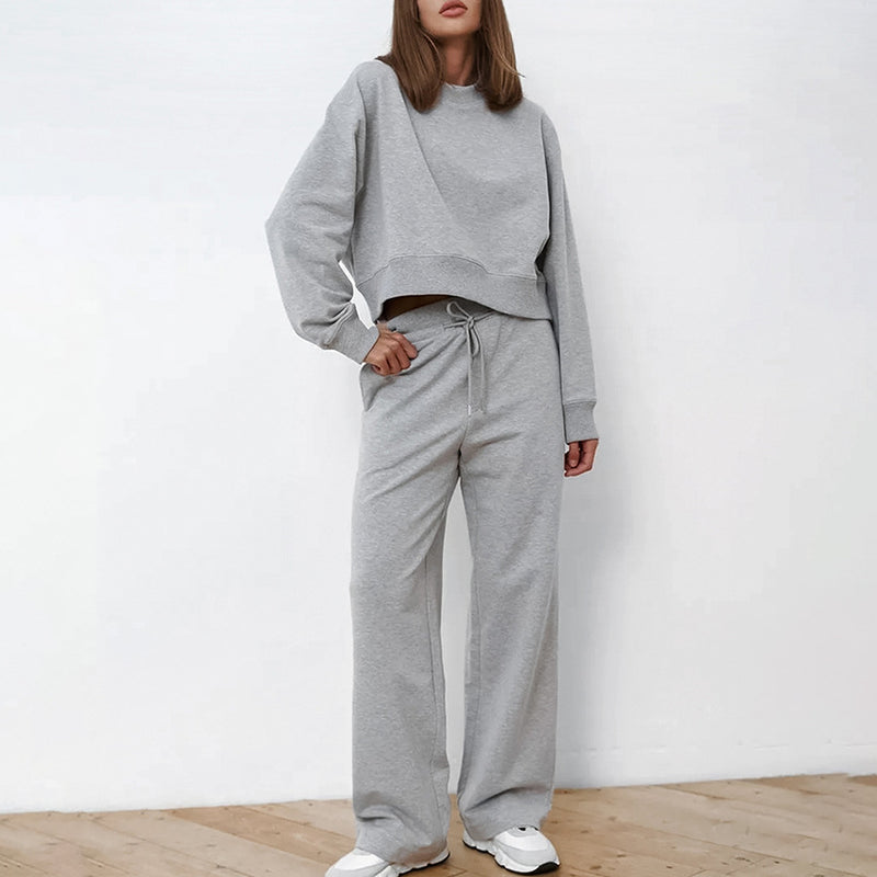 Women Co-Ords Winter Gray, Long Sleeve Sweater Sports Casual Fashion