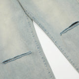 Men Jeans Hole Loose Burrs Casual Retro