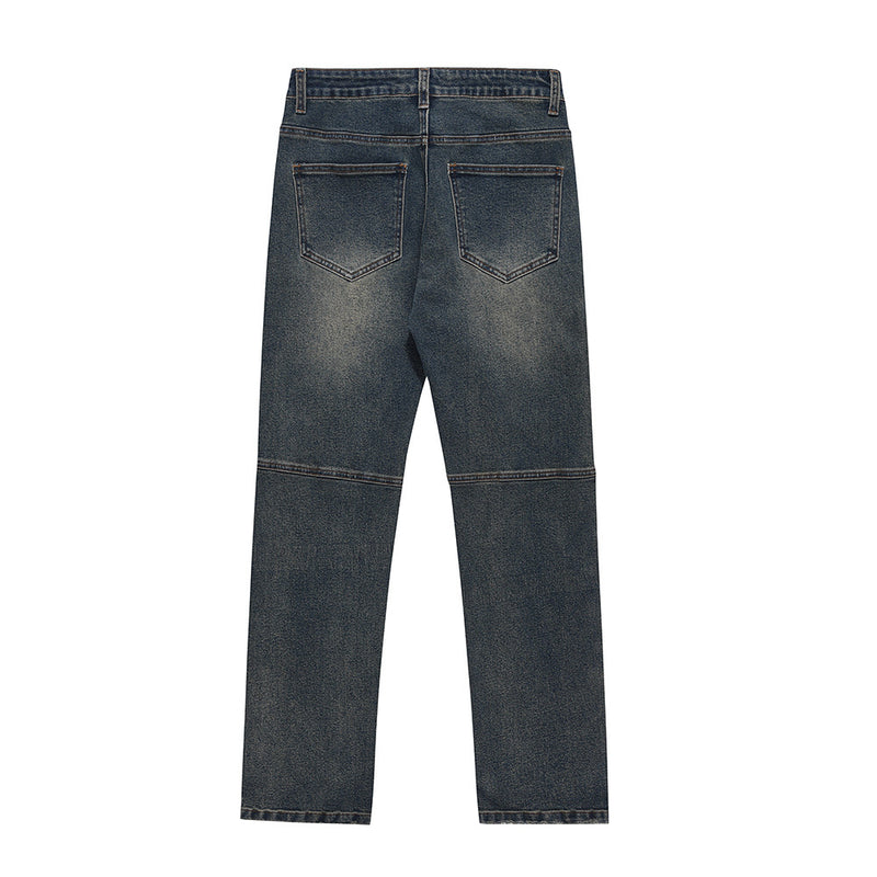 Men Jeans Distressed Pocket Zipper Slit